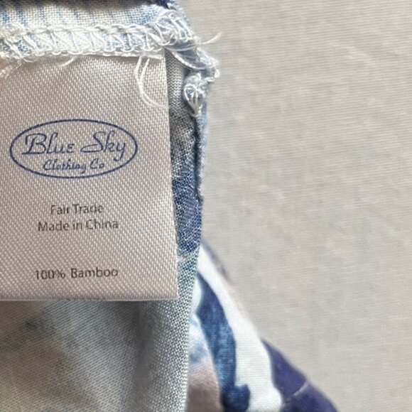 Blue Sky button down floral bamboo short sleeve blouse Sz XS - Picture 4 of 7